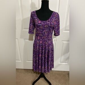 LuLaRoe Purple Geometric Nicole Midi Dress